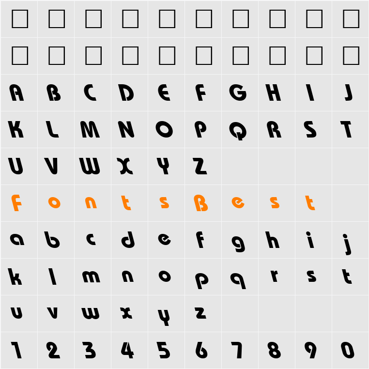 BordeauxBackslant Character Map