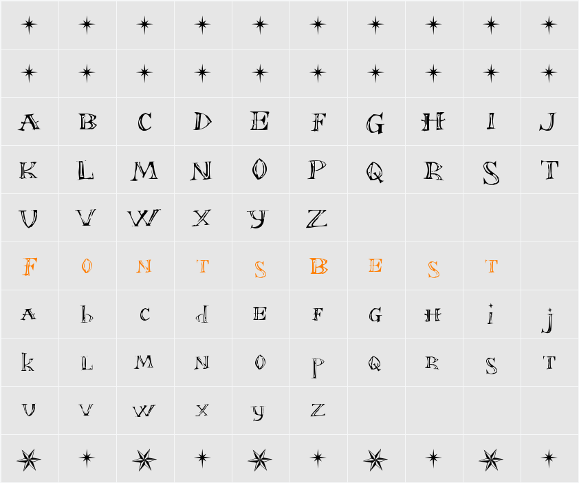 Font in a Red Suit Character Map