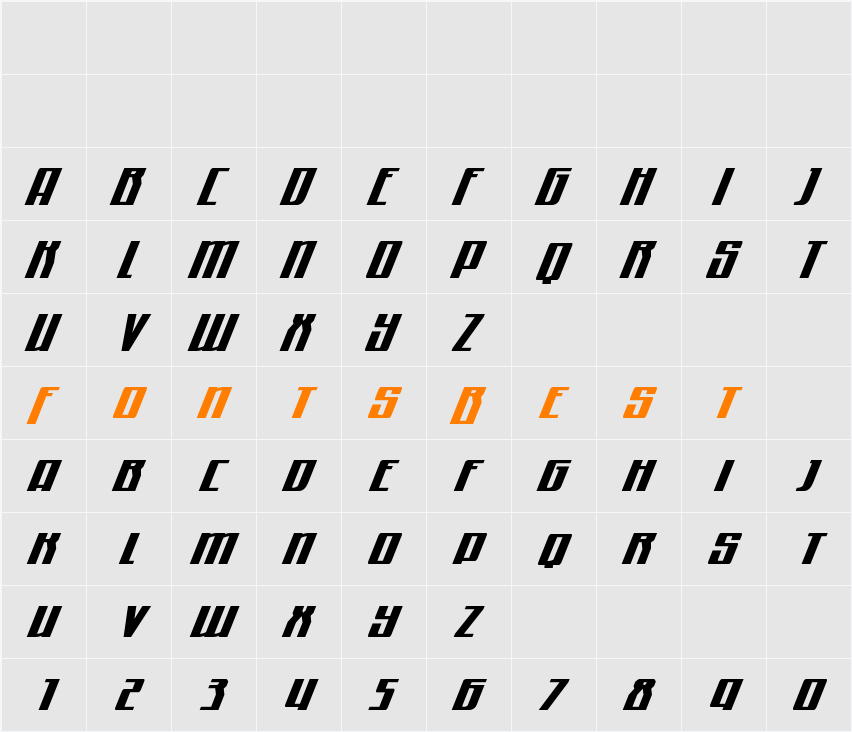 Quantum of Malice Half-Drop Italic Character Map