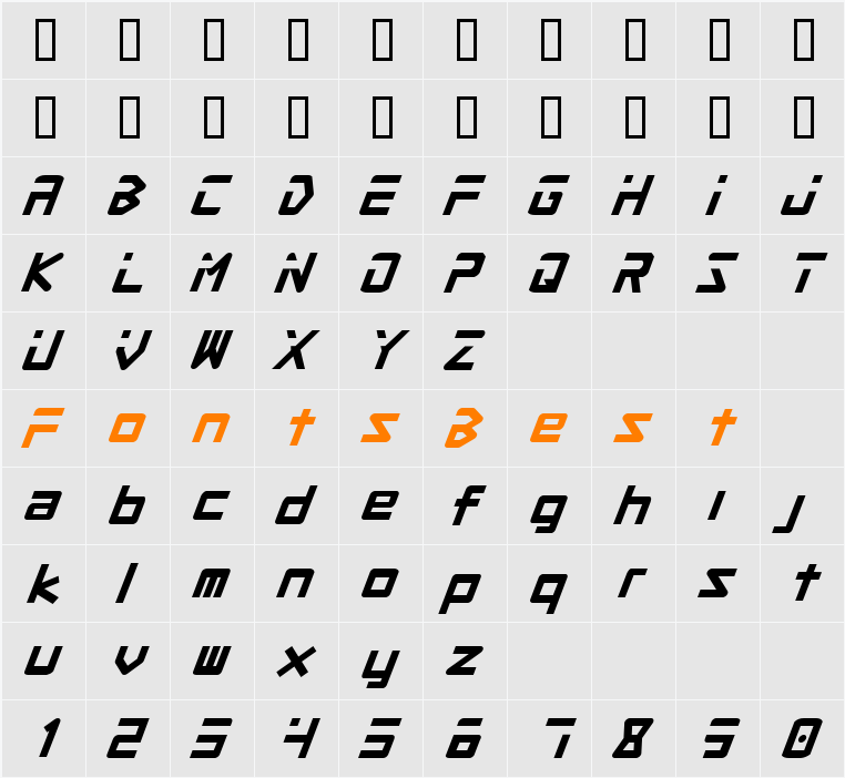 Procyon Italic Character Map