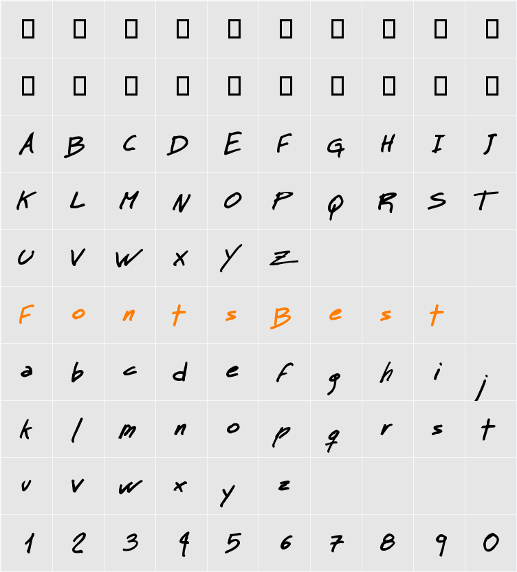 MT Matto Script Character Map