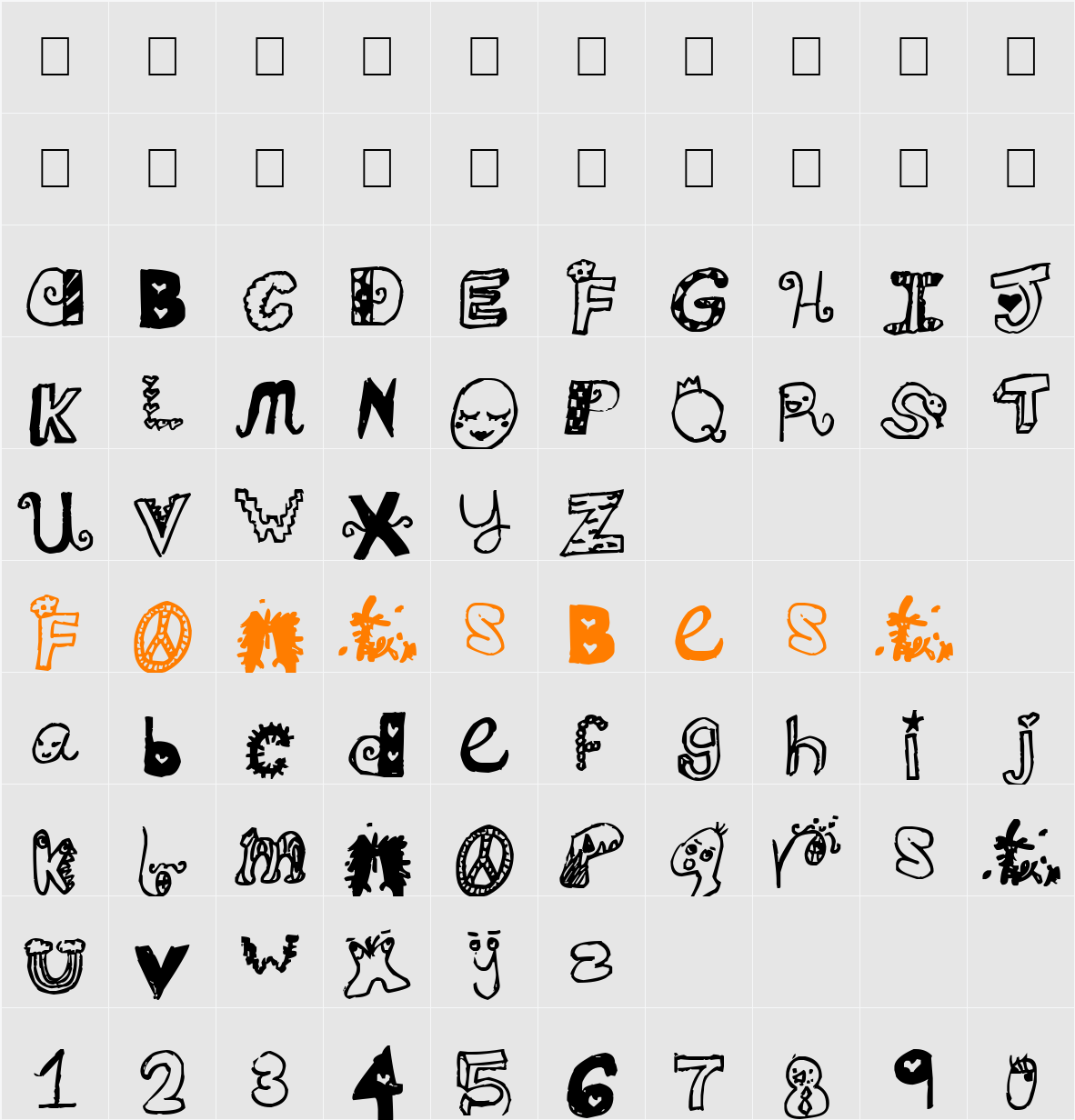 Jamaicafont Character Map