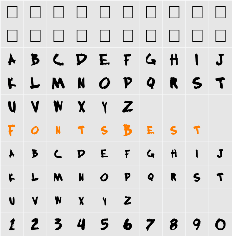 BocciWorksBold55 Character Map