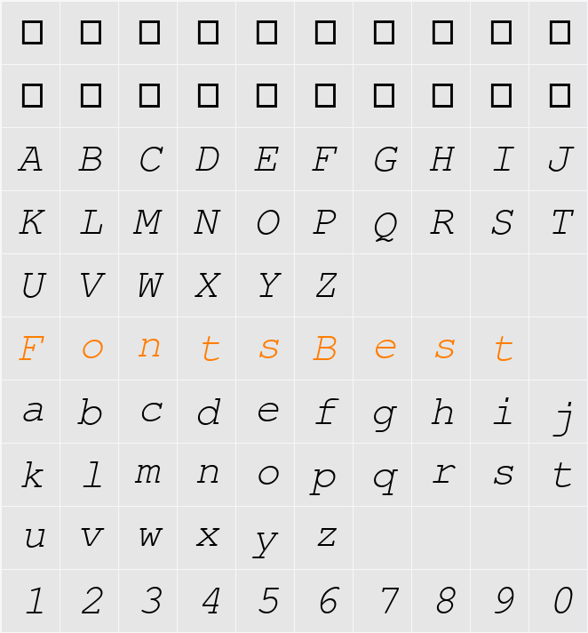 NimbusMonL Character Map