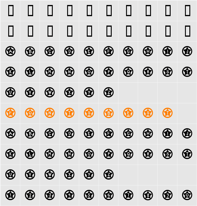 Startone Character Map