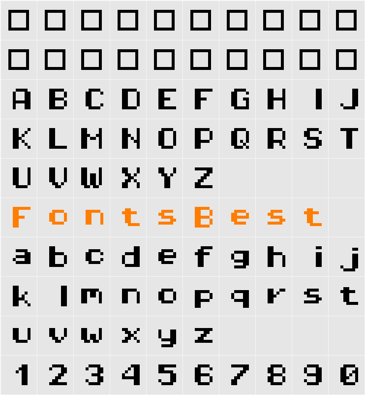 Pixel Operator Mono HB 8 Character Map