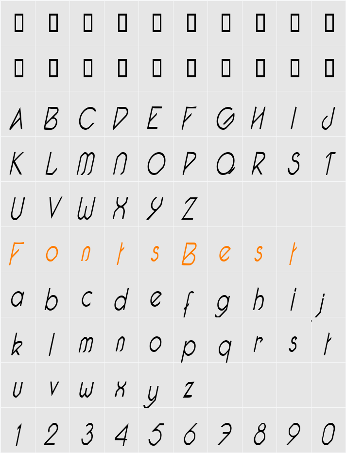 Pacotillenarrowlight Character Map