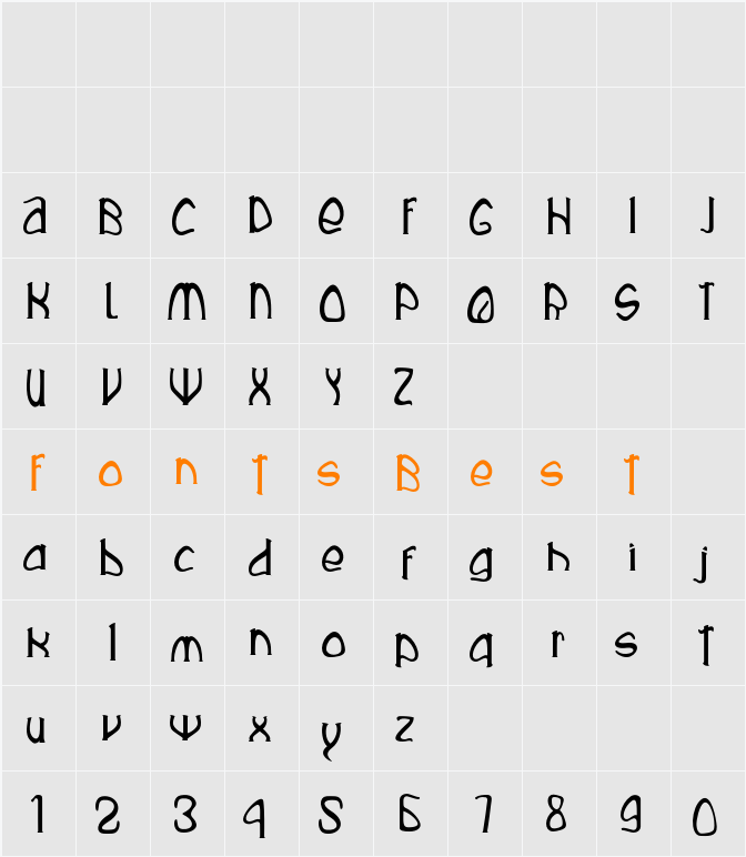 Rustika Character Map