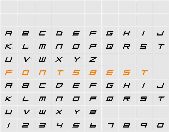 Low Gun Screen Bold Expanded Character Map