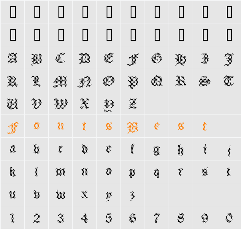 PalimpsestRegular Character Map