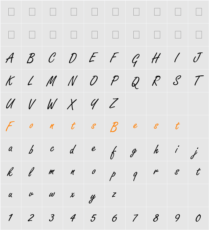 FreestyleScript LT Character Map