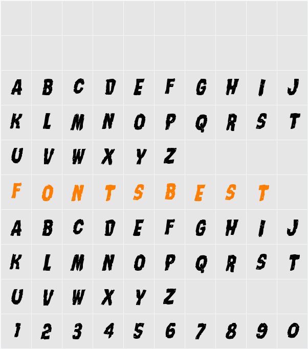 Nightmare Alley Staggered Italic Character Map