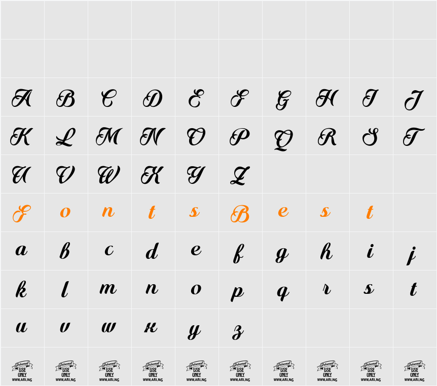 Quincho Script PERSONAL USE Character Map