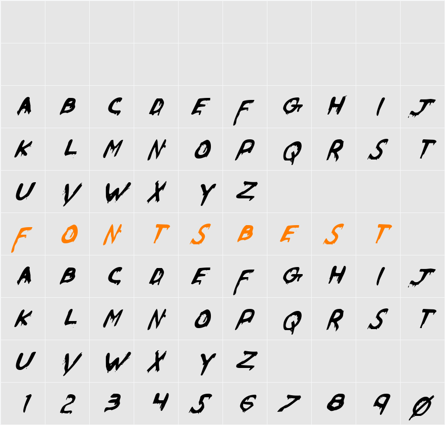 Were-Beast Italic Character Map