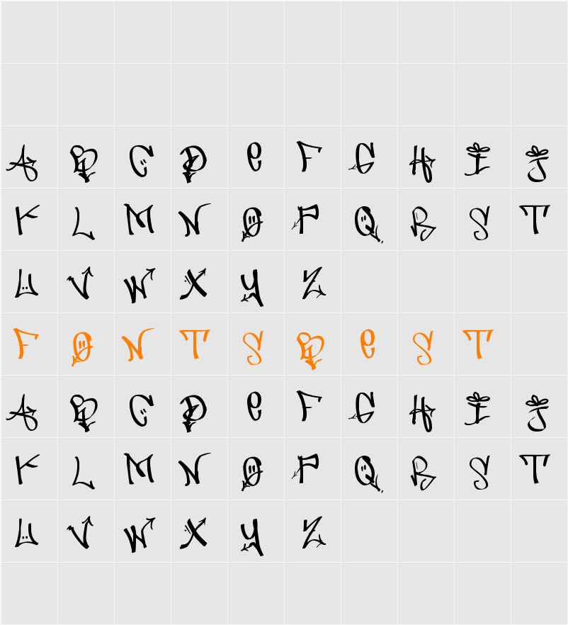 URBAN HOOK-UPZ Character Map