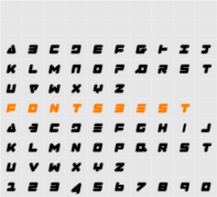Zealot College Italic Character Map