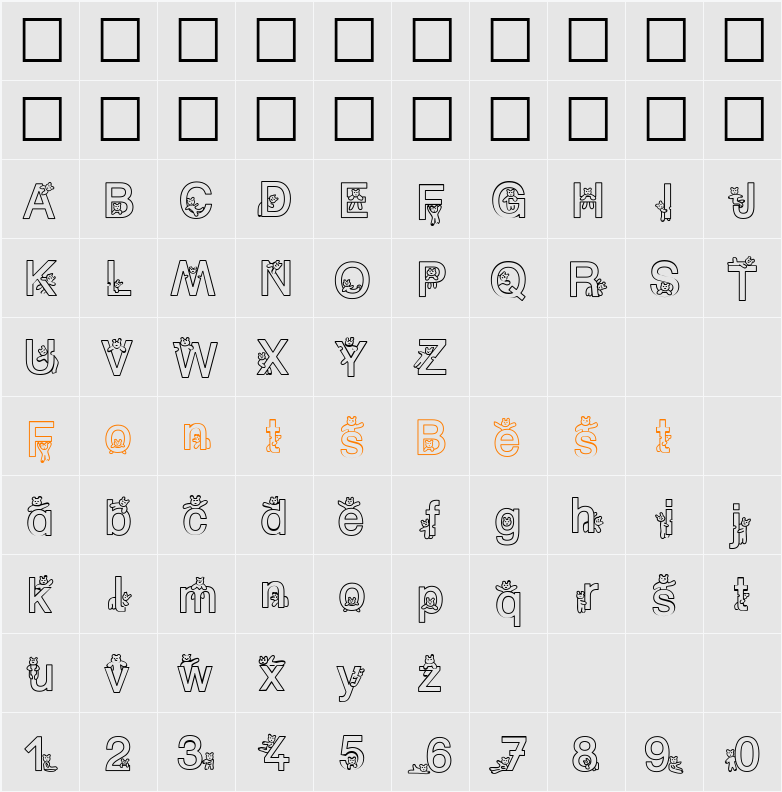 SP Bear DB Character Map