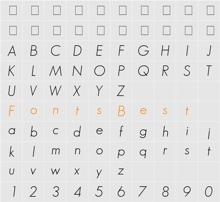 Bougan SSi Character Map