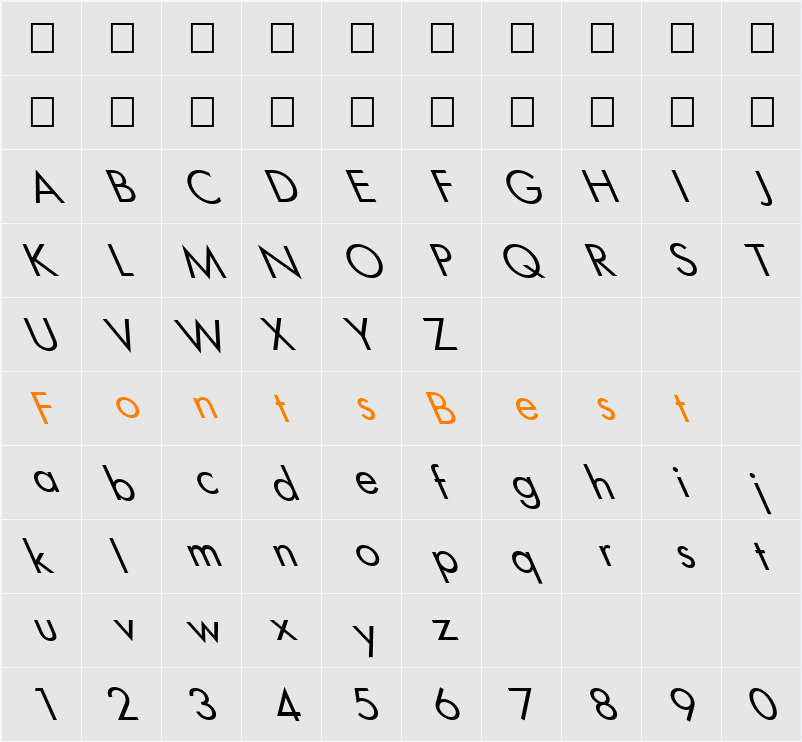 FZ BASIC 18 LEFTY Character Map