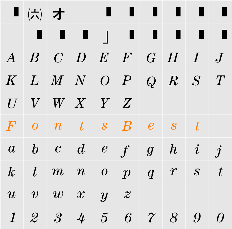 EU-B4X Character Map