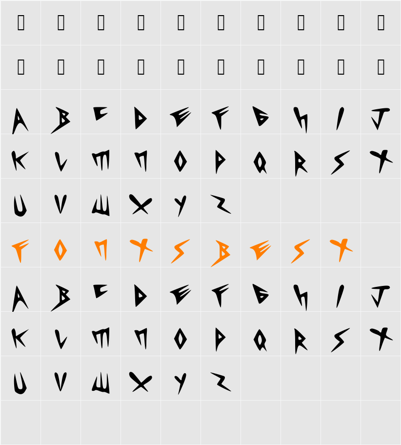 HEAVYCRIST Character Map