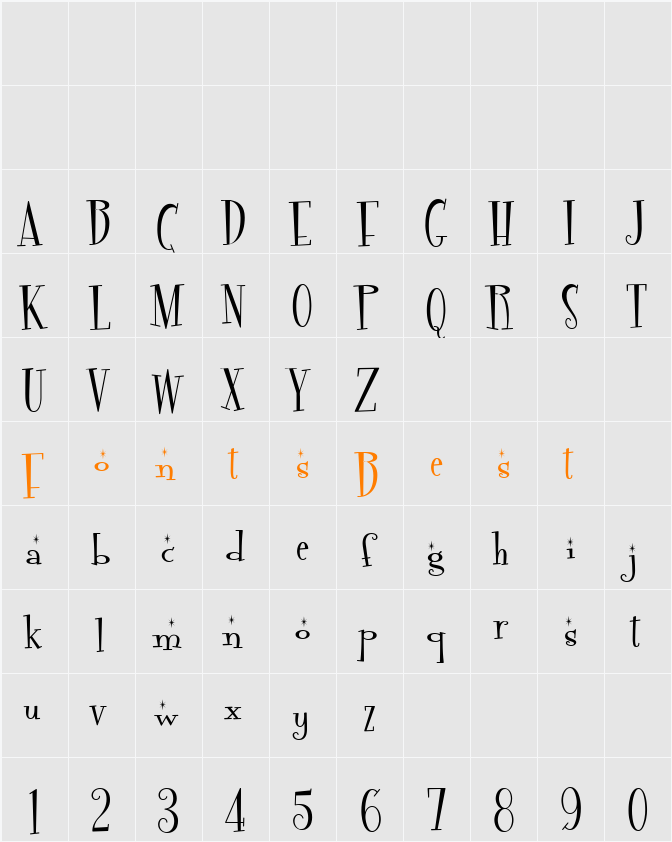 Fontdinerdotcom Sparkly Character Map