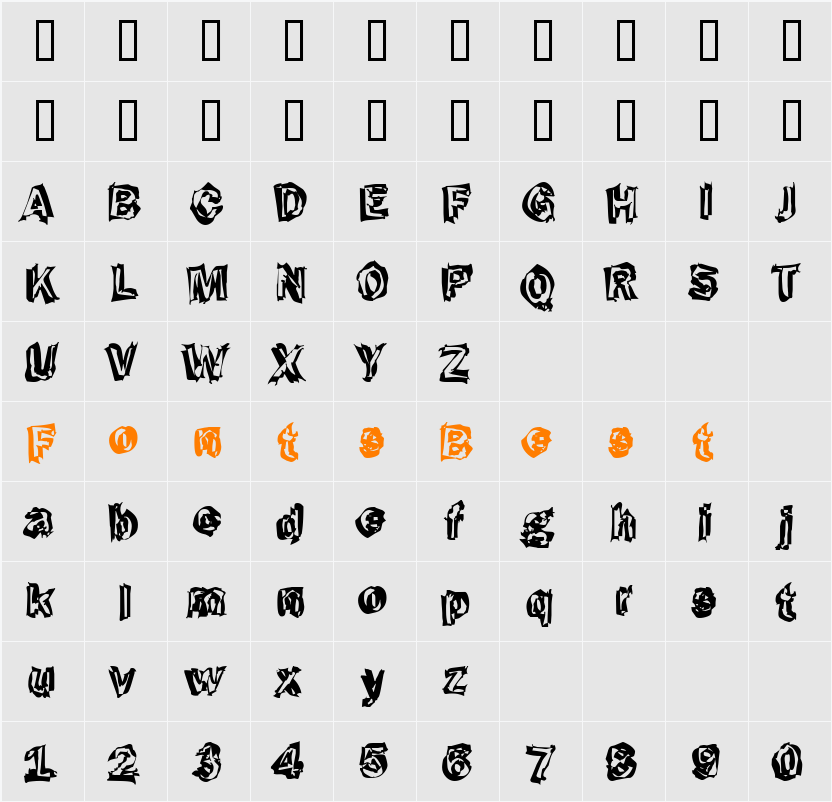 Funky43 Character Map