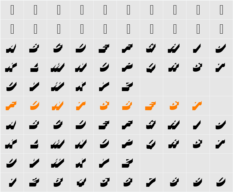URWBuschingD Character Map