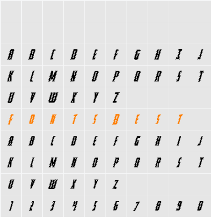 Watchtower Academy Italic Character Map