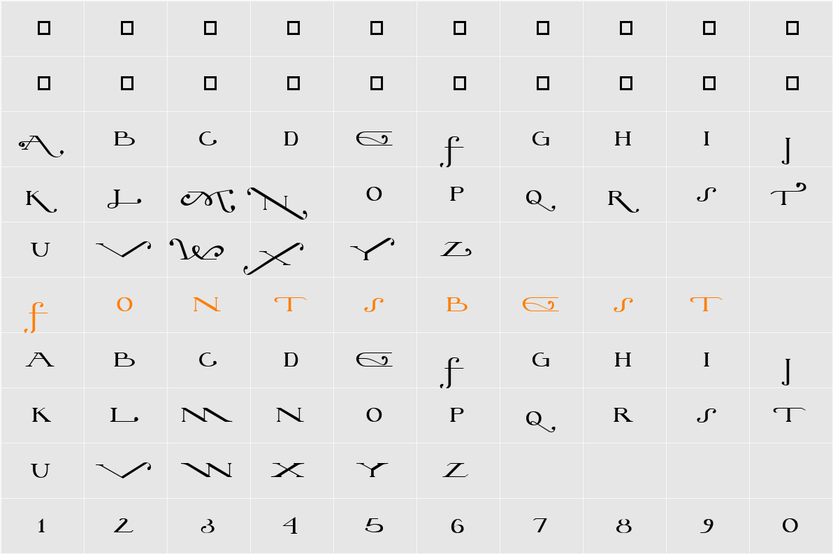 Flowery Text Character Map