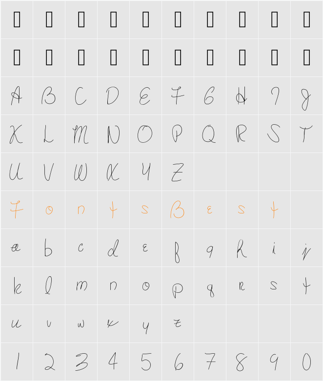 maryshandwriting Character Map