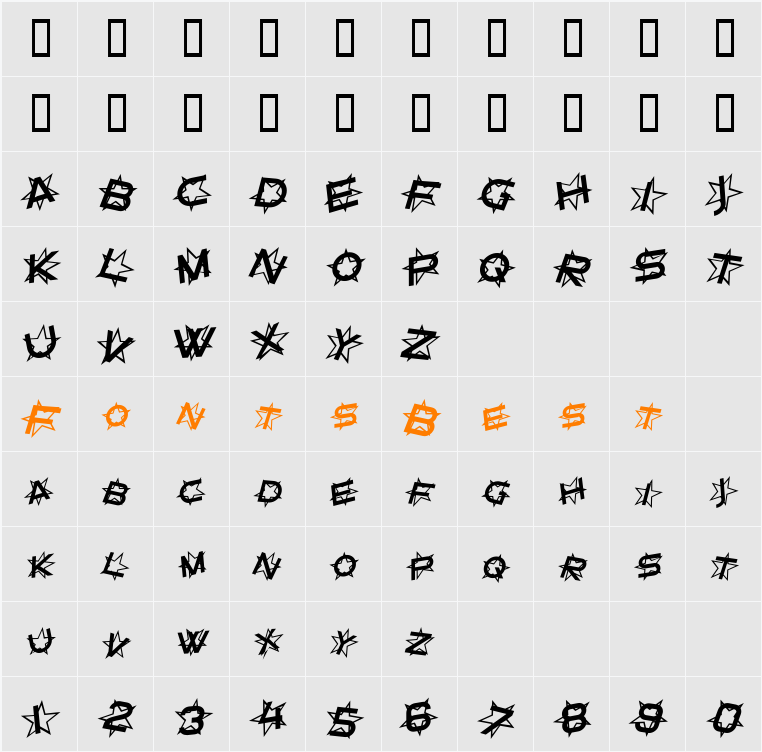 Star Dust Character Map