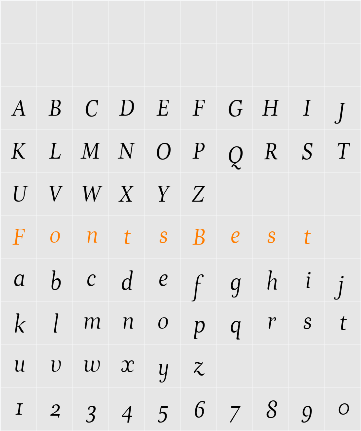 EstaItalic Character Map