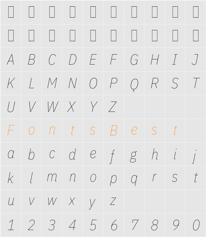 IBM Plex Sans Cond Thin Character Map