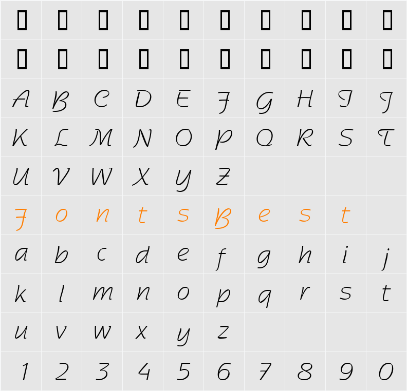 SentimentalScriptLightSSK Character Map