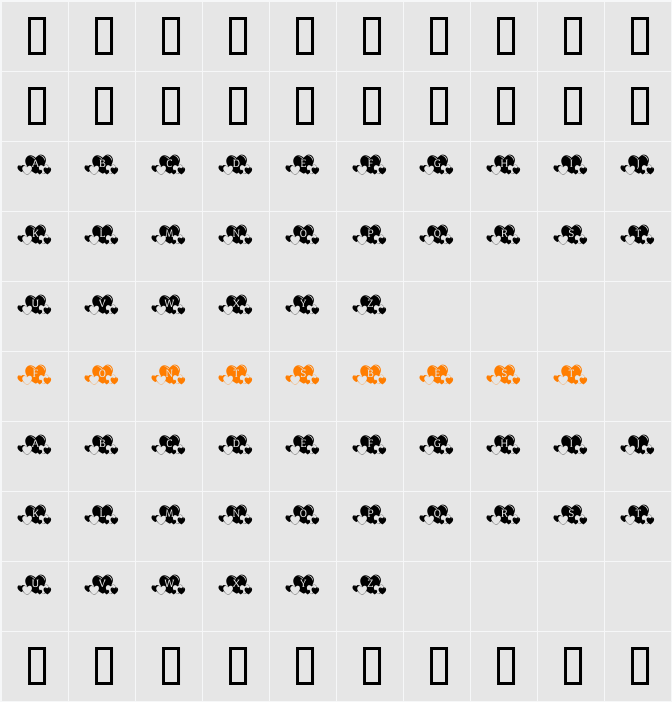 KR Lots Of Hearts Character Map