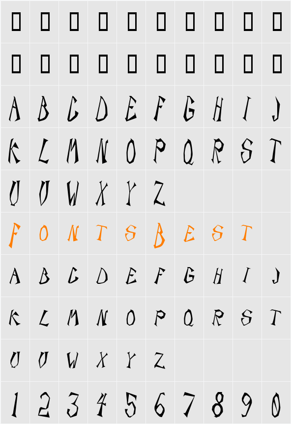 ScorpionCondensed Character Map