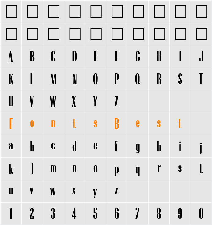 Radius DB Character Map