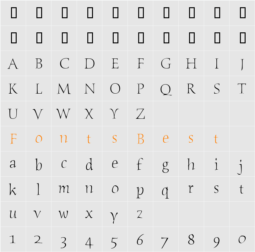 Humana Serif ITC TT Character Map