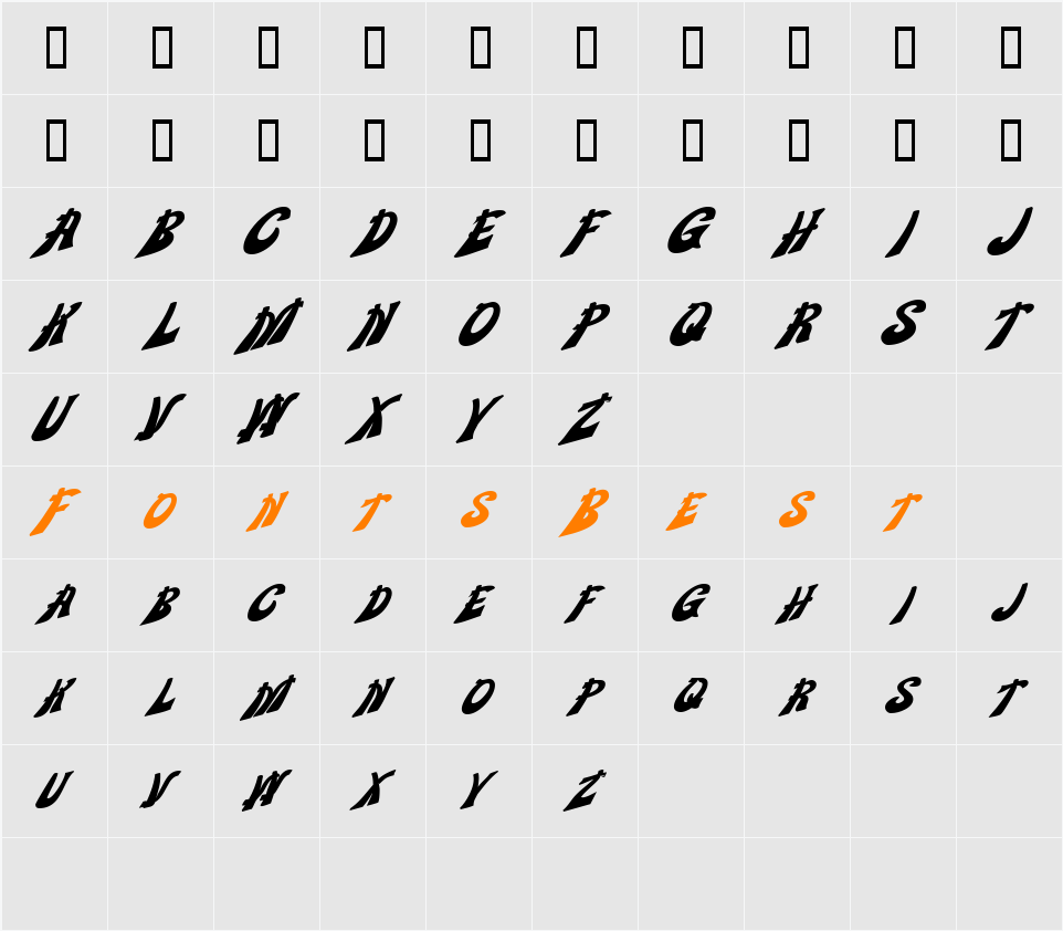 WankleDisplayCaps Character Map
