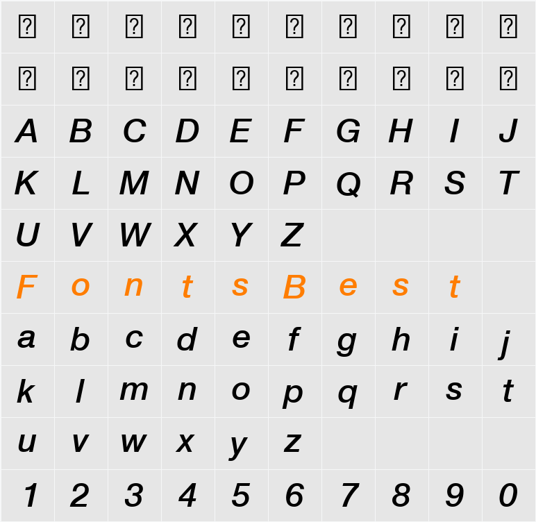 HelveticaNeueLT Com 66 MdIt Character Map