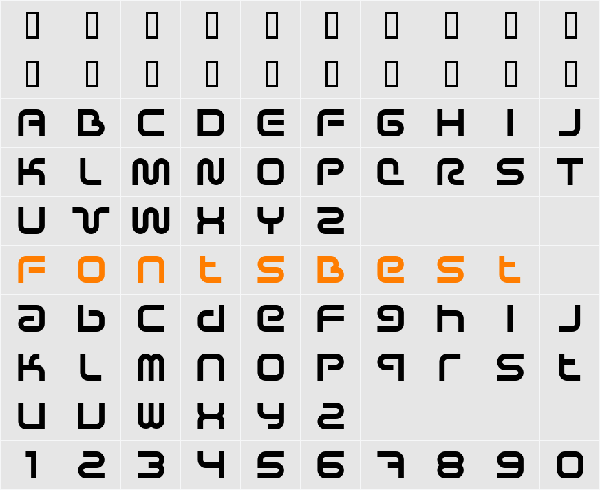 Sci Fied X Character Map
