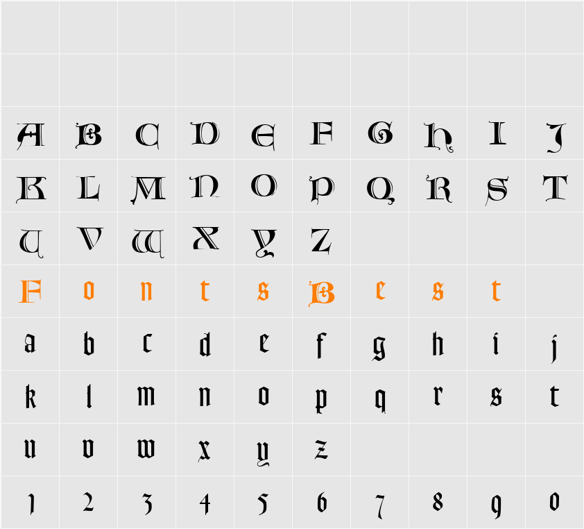 Goudy Text MT Character Map