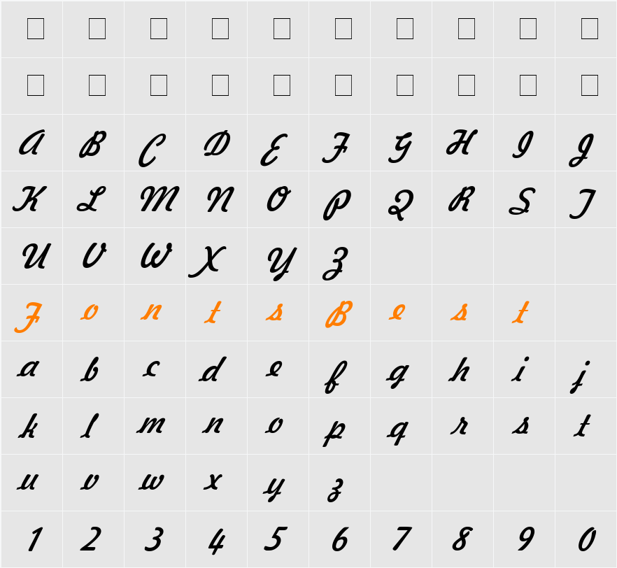 Jott 44 Character Map