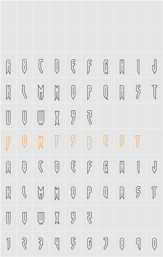 Opus Magnus Outline Condensed Character Map