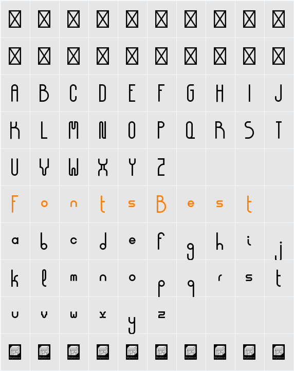 Democrazy Bold Character Map