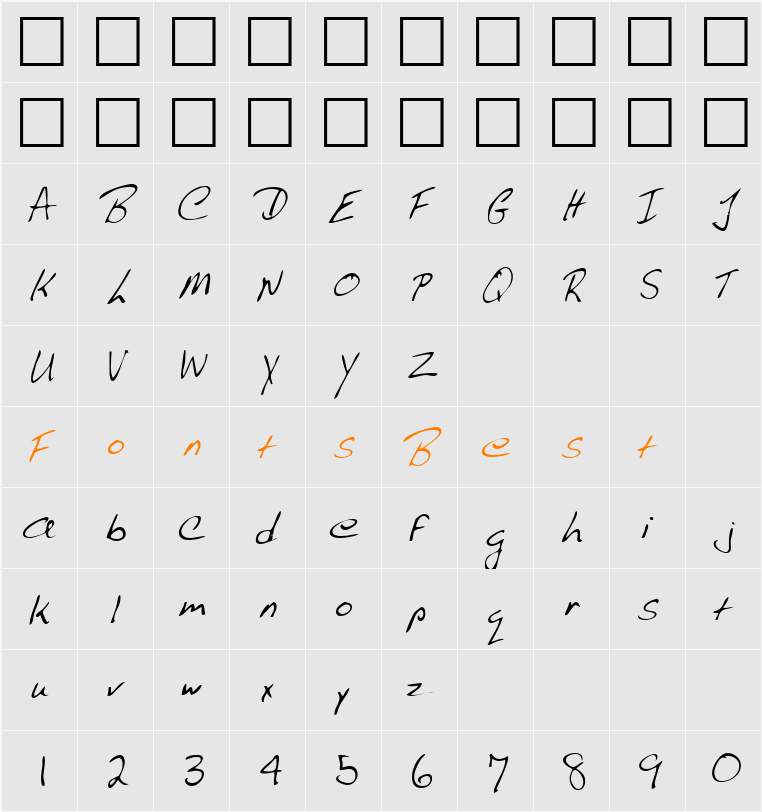 LEHN009 Character Map