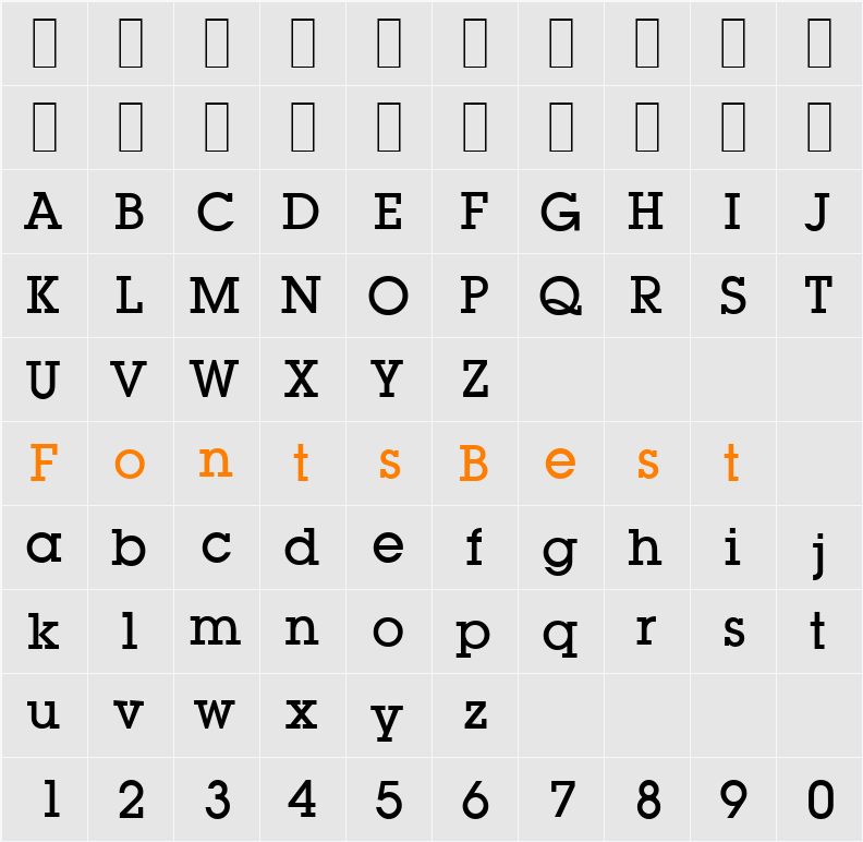 L850-Slab-Medium Character Map
