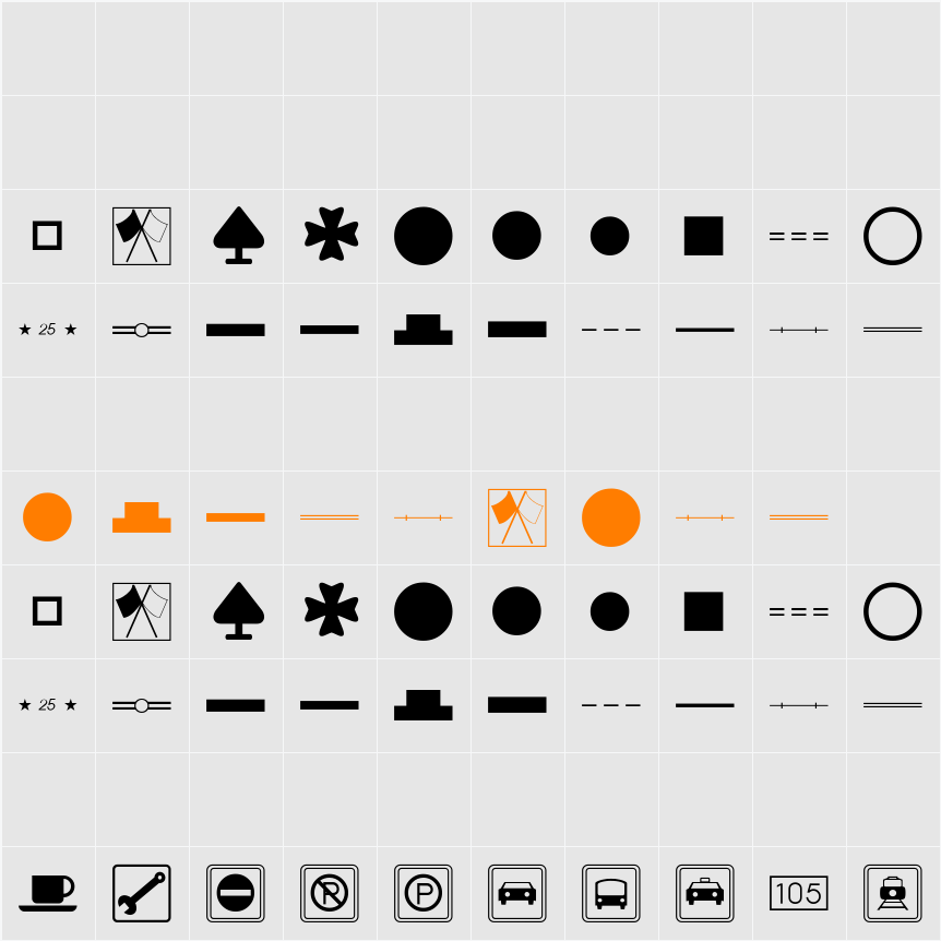 SIGN&SYMBOLS-Thin Character Map