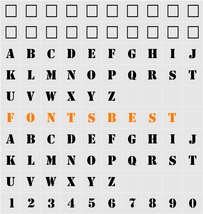 Stencil DB Character Map